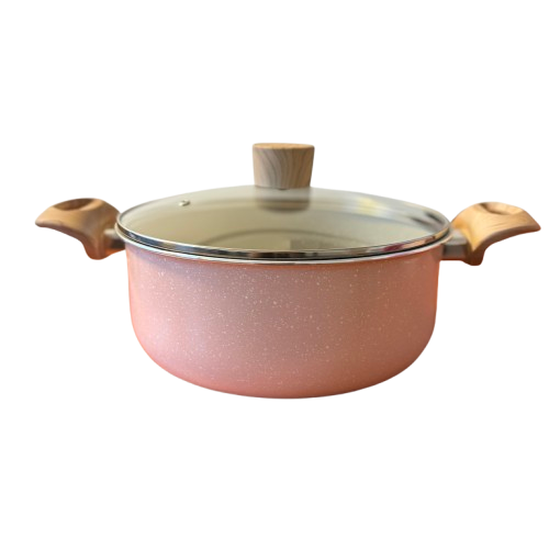 Set Bucătărie 7 Piese ROZ – Oale și Tigaie Versatile pentru Gătit + Set de Cuțite Cadou