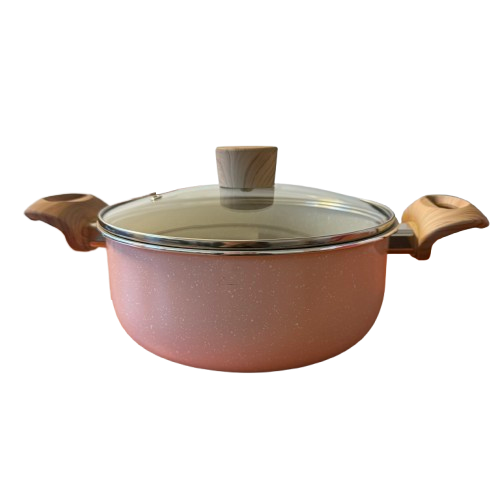 Set Bucătărie 7 Piese ROZ – Oale și Tigaie Versatile pentru Gătit + Set de Cuțite Cadou