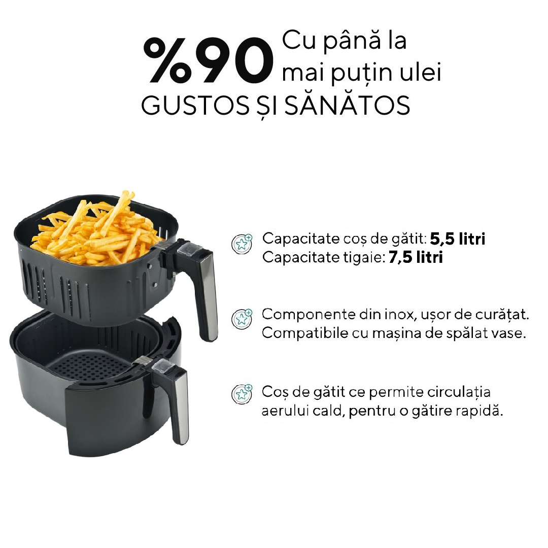 Friteuza Kumtel Fast Fryer 8.5l 1800W + Un Set Profesional De Cutite Cadou