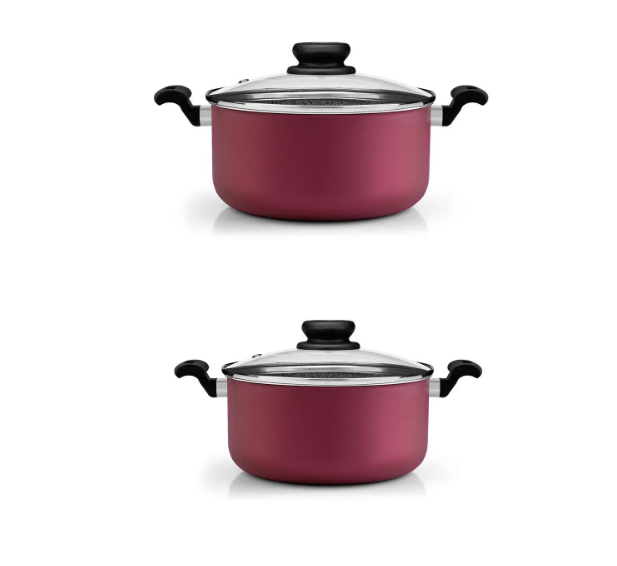 Set de Tigăi și Oale Panelux Premium ST Antiaderent, 7 Piese – Culoare Cireșe