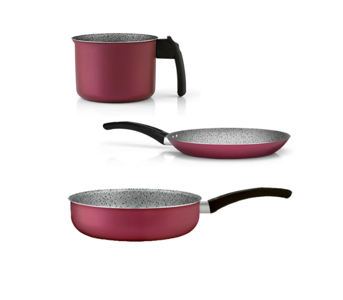 Set de Tigăi și Oale Panelux Premium ST Antiaderent, 7 Piese – Culoare Cireșe