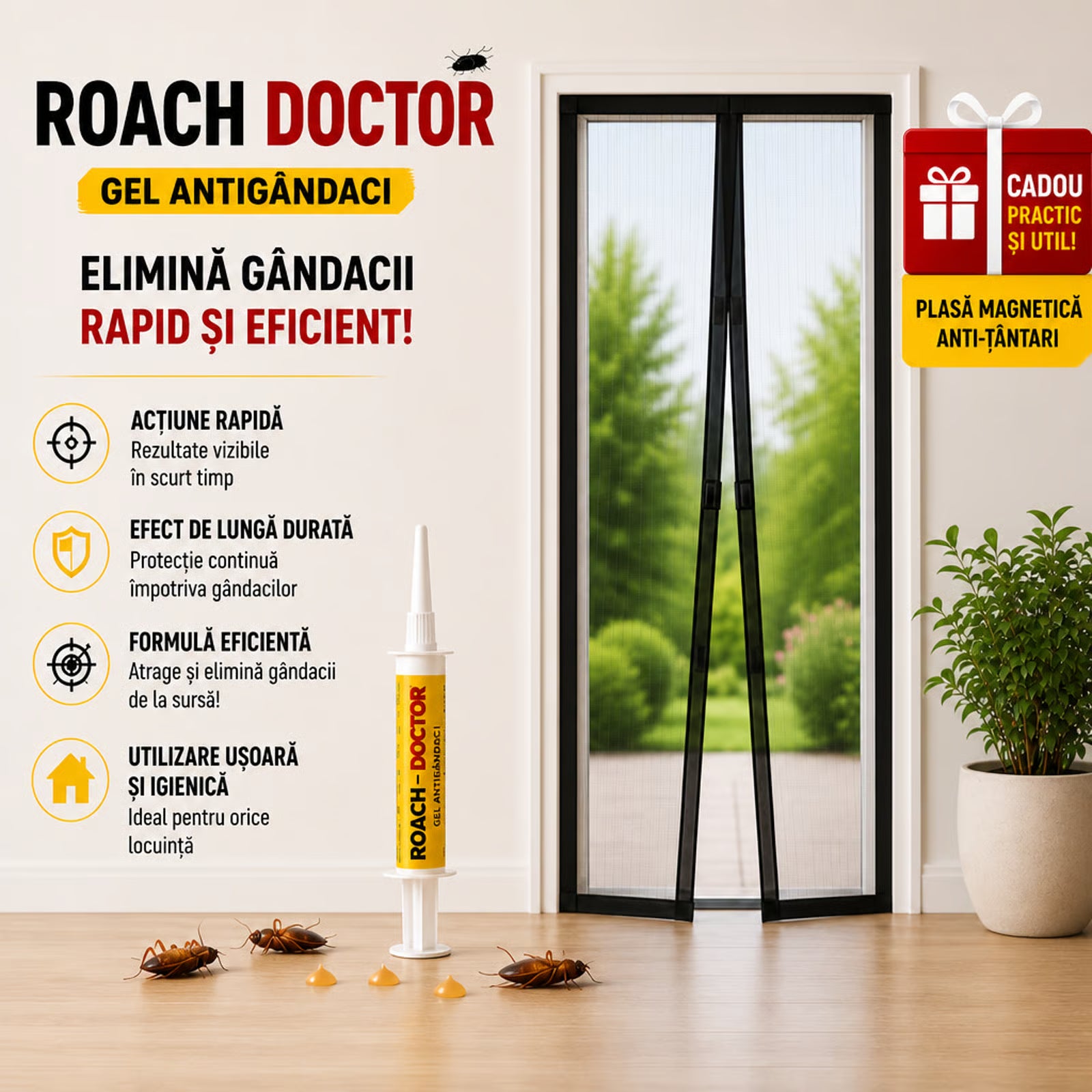 🪳 Doctor Roach Gel Anti-Gândaci + CADOU Plasă Magnetică Anti