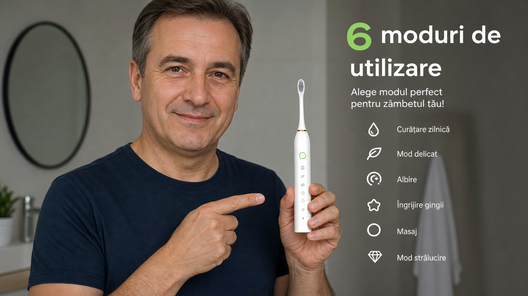 Periuță Electrică Sonic  Curățare profesională Albă
