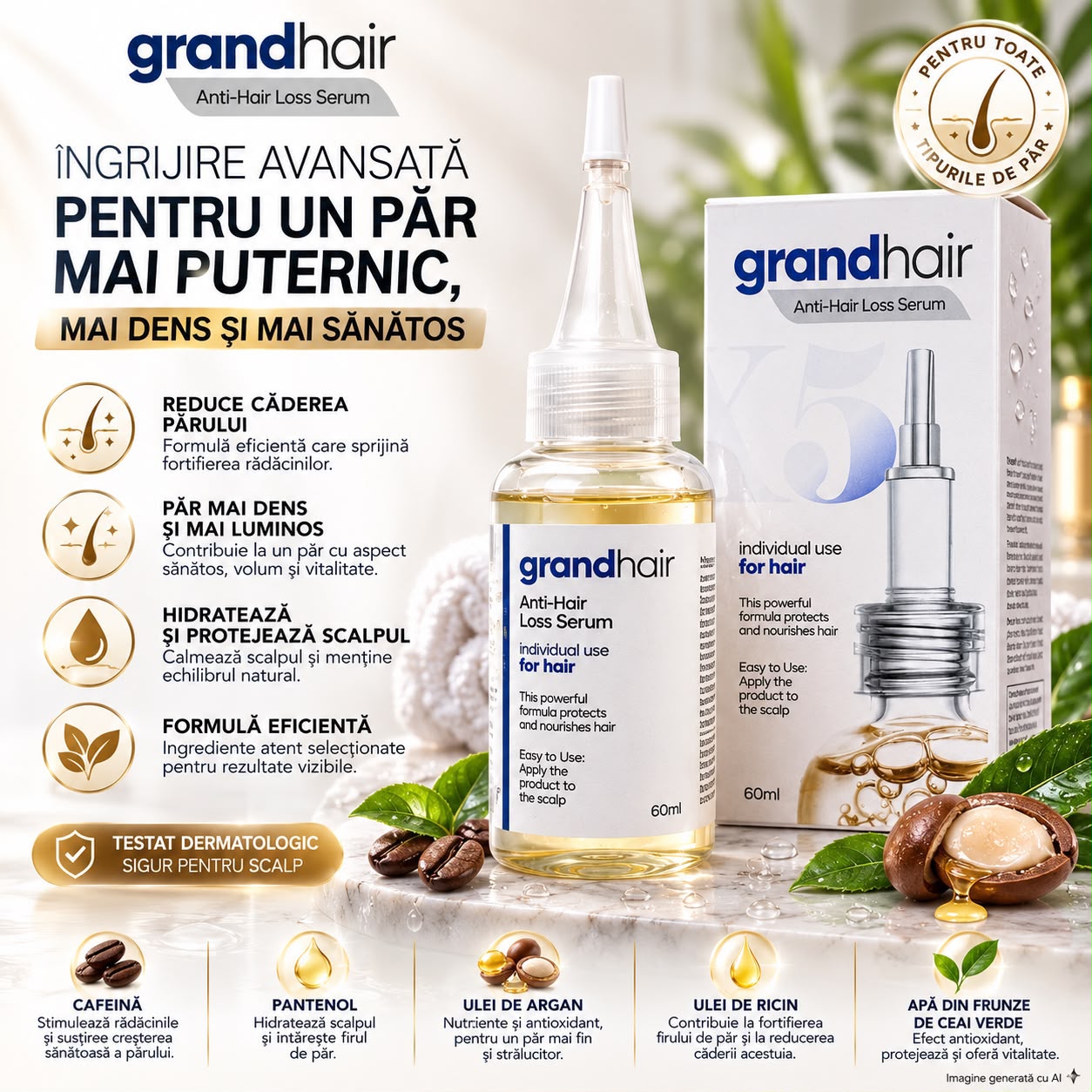 Grandhair Ser Anti-Cădere pentru Păr, 60 ml