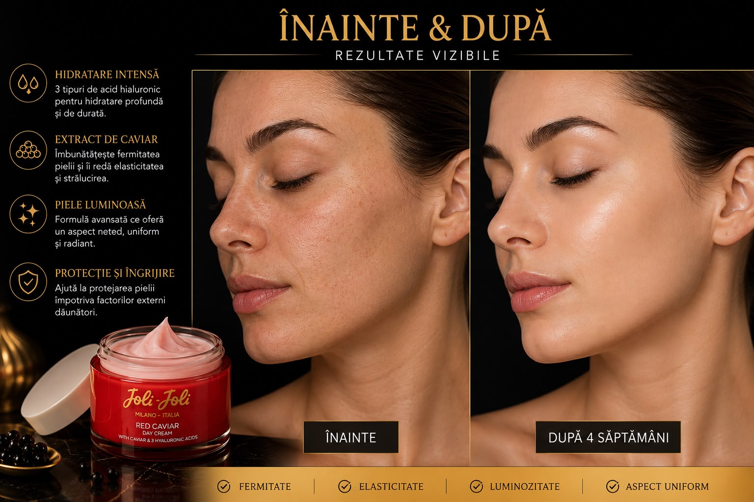 Joli Joli Red Caviar Day Cream 50 ml Cremă de Față cu Extract de Caviar și 3 Tipuri de Acid Hialuronic