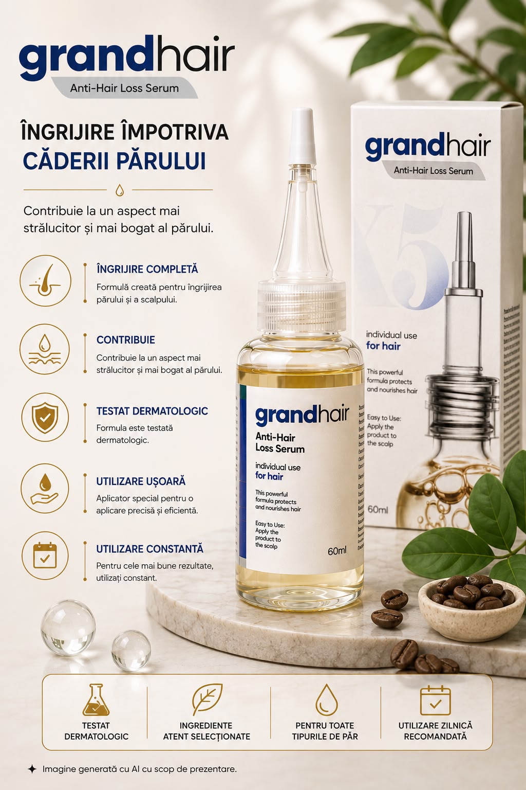 Grandhair Ser Anti-Cădere pentru Păr, 60 ml