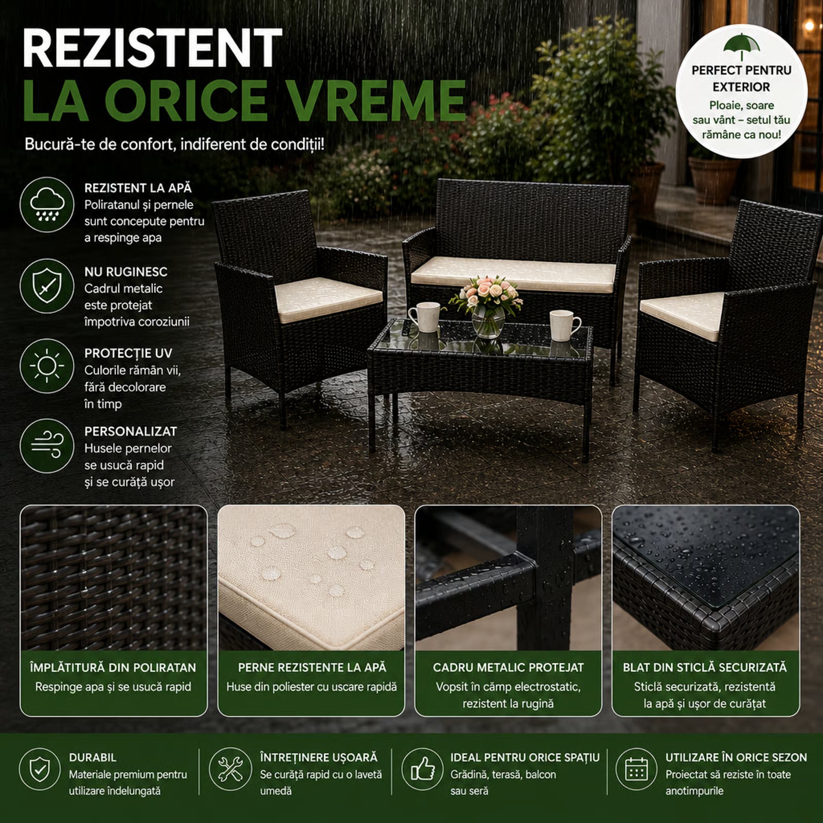 Set mobilier de grădină din poliratan – Eleganță și confort în aer liber