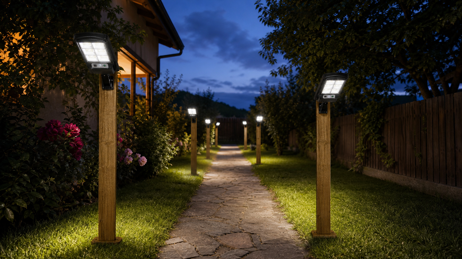 Pachet 2+1 Gratuit  Lampă Solară LED cu Panou Solar Separat, Telecomandă și Senzor de Mișcare