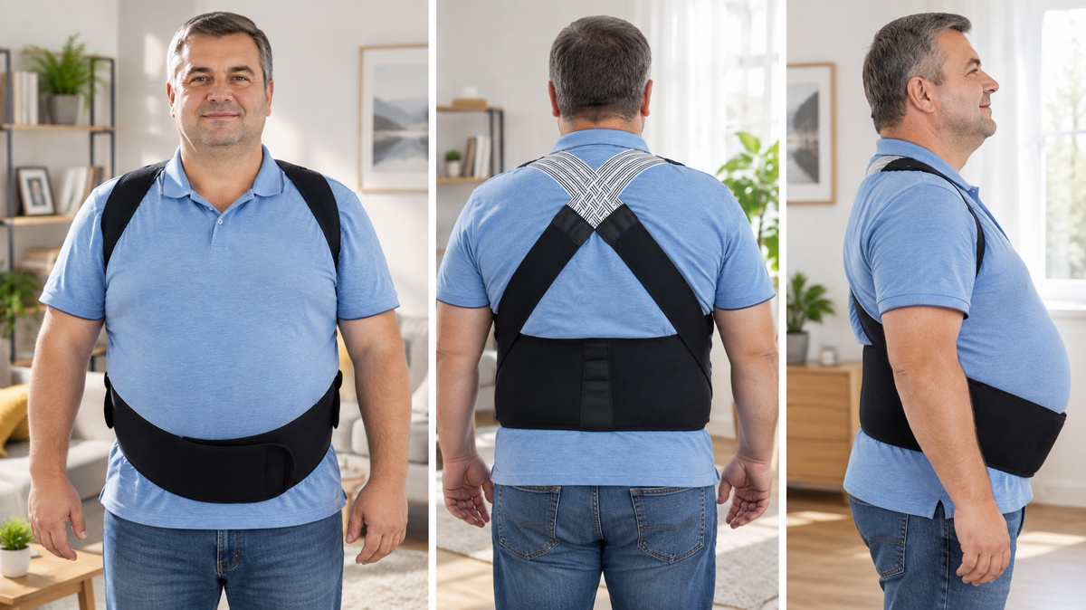 Corset Corector de Postură pentru Spate  Design în X, Bretele Reglabile, Suport Lombar, Material Respirabil