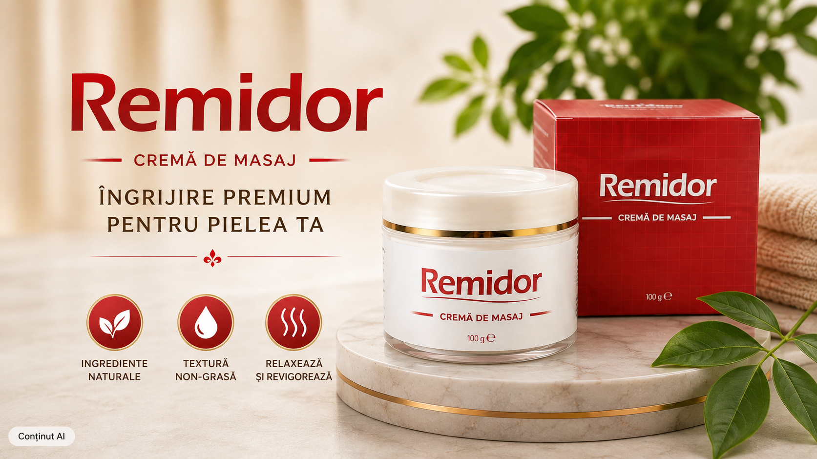 Remidor Cremă de Masaj 100 g Îngrijire și Masaj pentru Zone Solicitate, Articulații și Mușchi