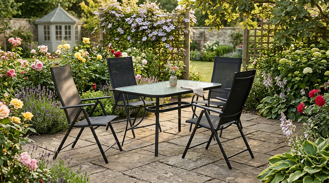 Set masă + 4/6 scaune pentru exterior – soluția completă pentru relaxare