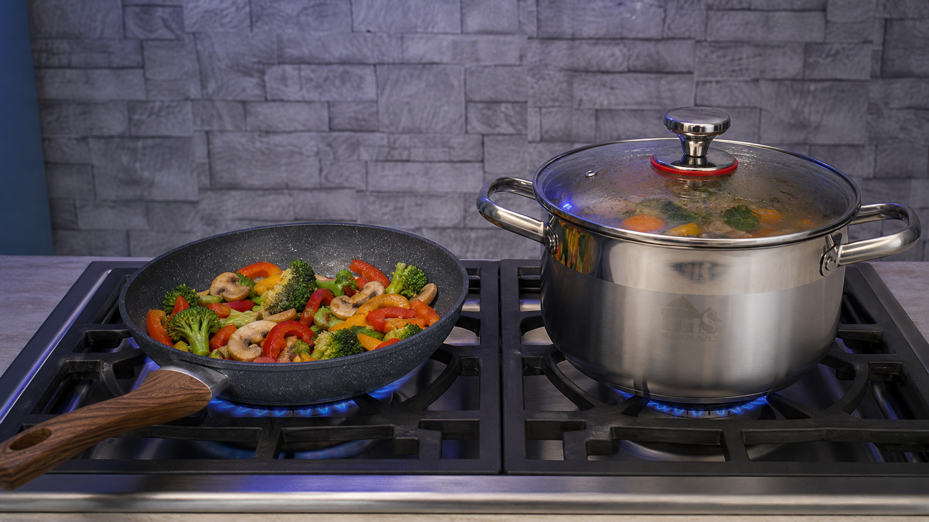 Set Oală + Tigaie din Aluminiu  Gătit Rapid și Uniform