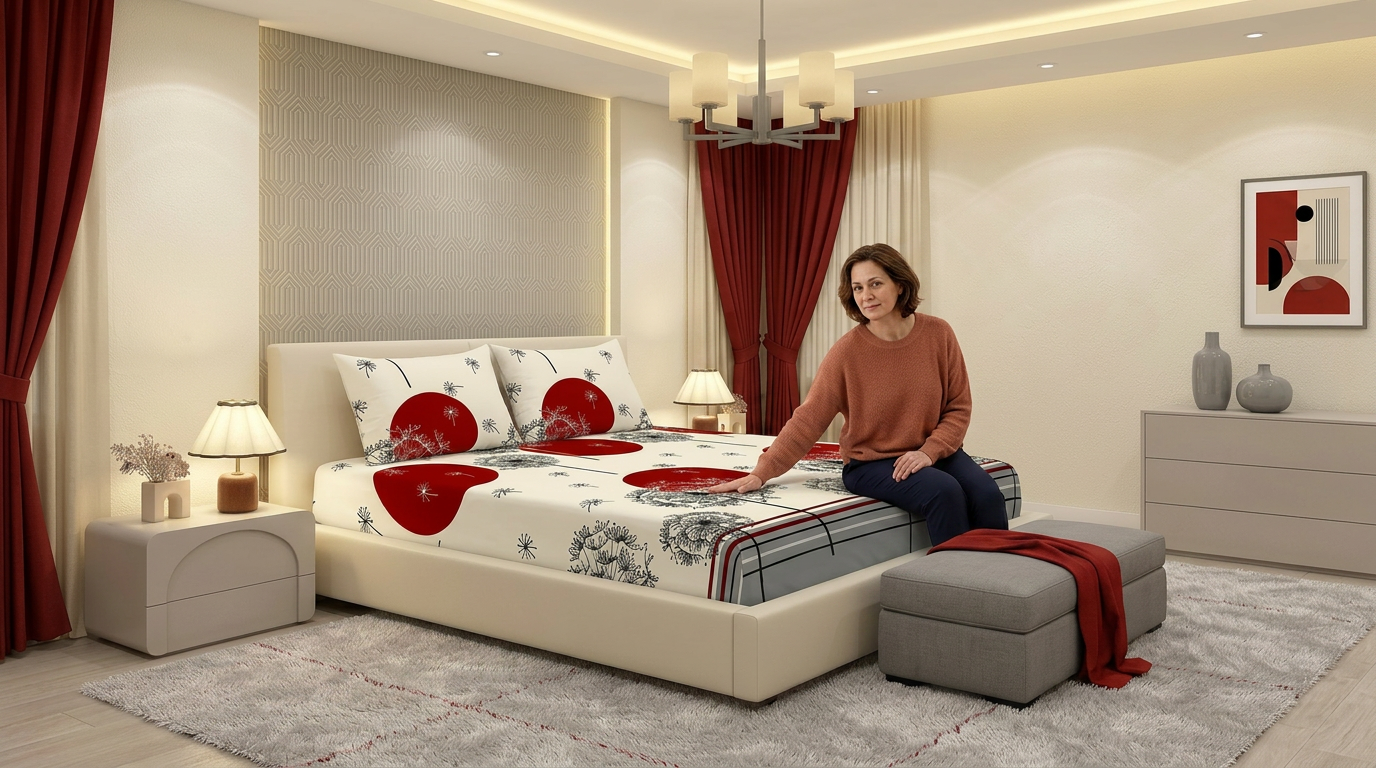 Set Husă Pat Finet Elegance + 2 Fețe de Pernă + 2 Prosoape Cadou Pentru saltea 180x200 cm | Fabricat în România – Pucioasa