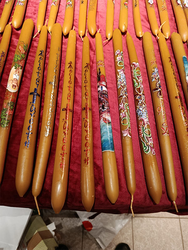 Set 3 Lumânări „Muntele Athos” – Lumină Sacră și Tradiție Ortodoxă