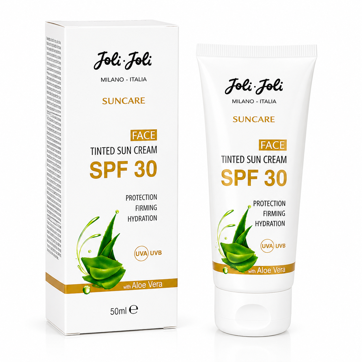 Cremă de Față Colorată cu Protecție Solară SPF 30 Joli Joli Milano Italia, Aloe Vera, Acid Hialuronic, Vitamina E, 50 ml
