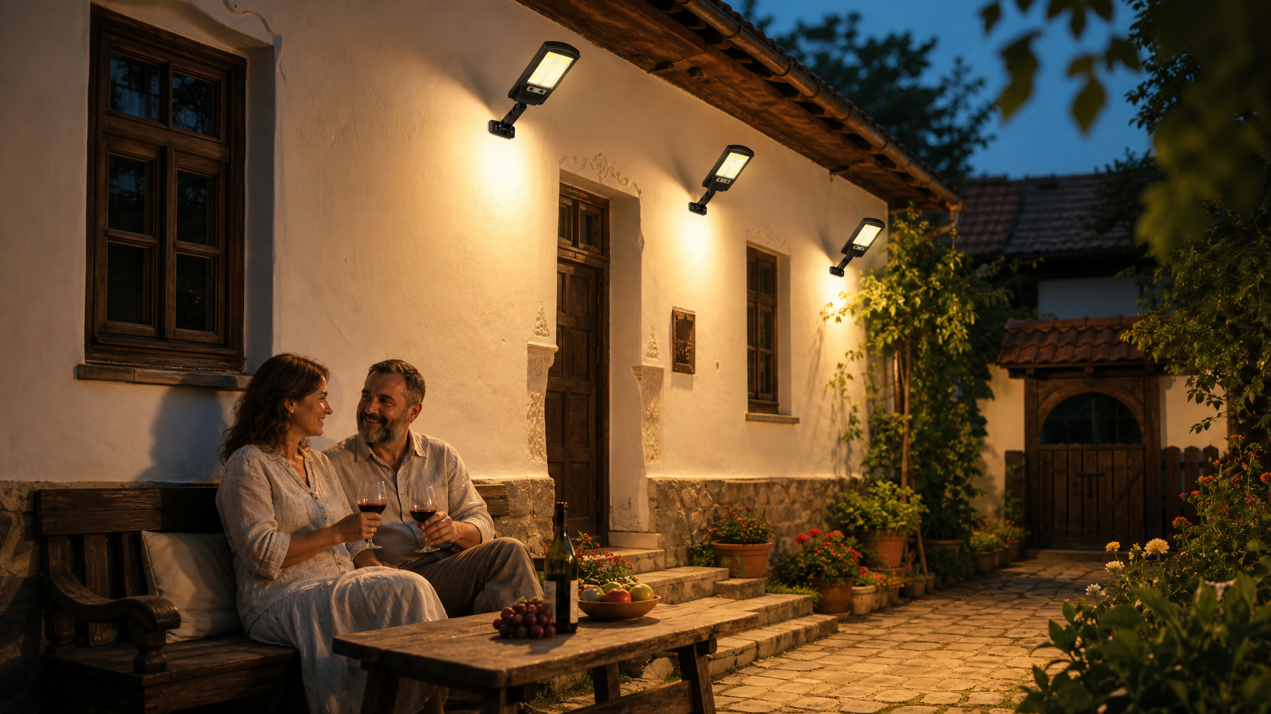 Pachet 2+1 Gratuit  Lampă Solară LED cu Panou Solar Separat, Telecomandă și Senzor de Mișcare