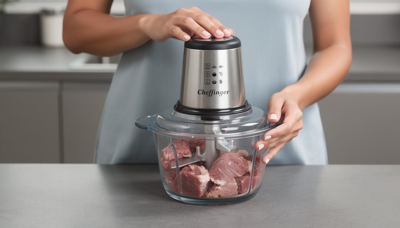 Tocător Electric Profesional Cheffinger XL – Putere și eficiență în bucătăria ta + 4 accesorii bambus cadou