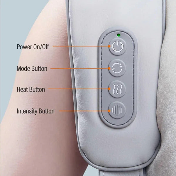Aparat de Masaj Cervical și Umeri cu Funcție de Încălzire, 3 Moduri de Masaj, 3 Niveluri de Intensitate, Deep Tissue Shiatsu, Acumulator Reîncărcabil USB, pentru Gât, Umeri, Spate, Talie și Picioare