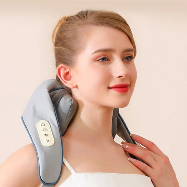 Aparat de Masaj Cervical și Umeri cu Funcție de Încălzire, 3 Moduri de Masaj, 3 Niveluri de Intensitate, Deep Tissue Shiatsu, Acumulator Reîncărcabil USB, pentru Gât, Umeri, Spate, Talie și Picioare