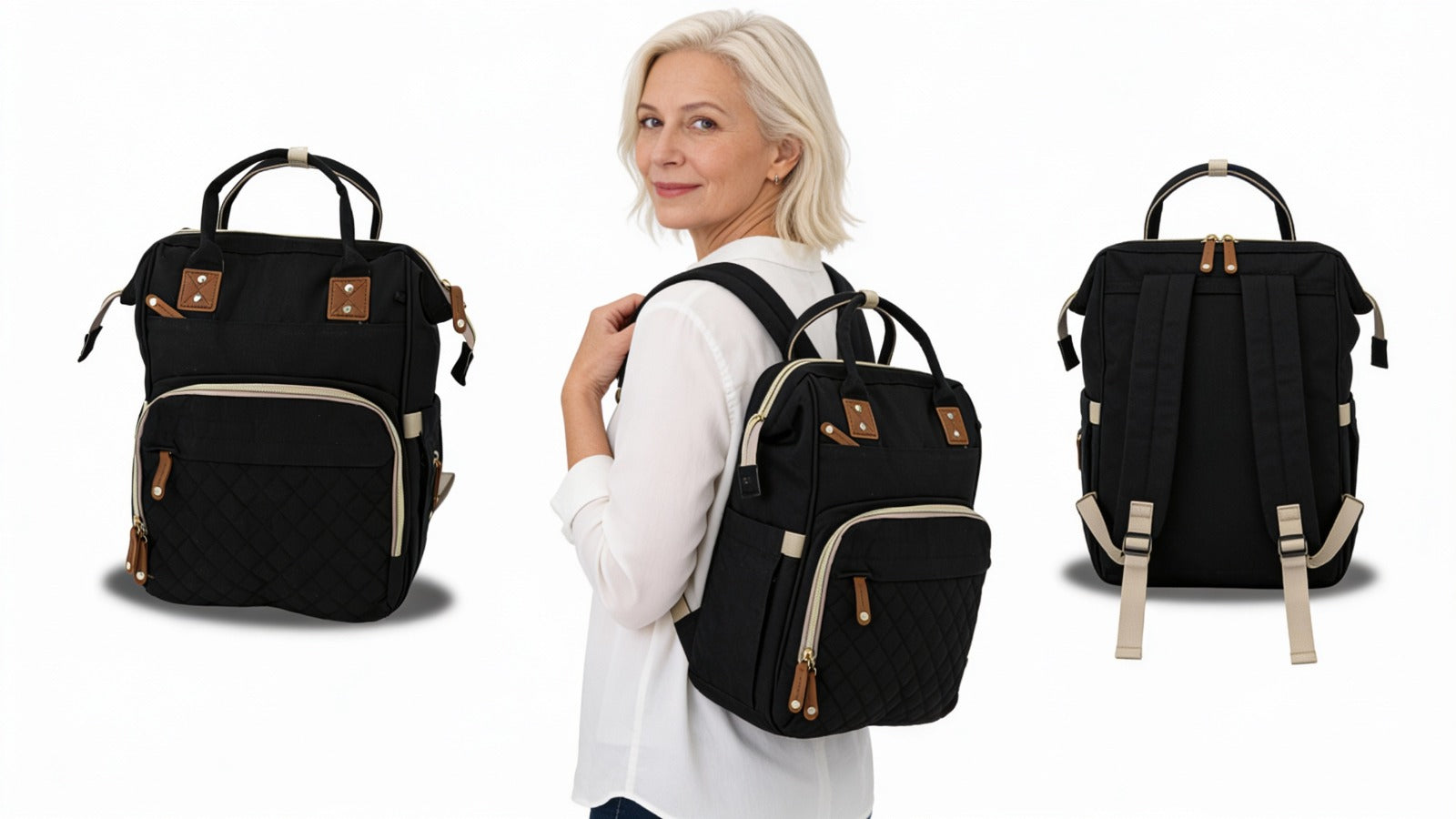 Rucsac tip pătuț – Geantă multifuncțională pentru mămici și bebeluși, geantă de maternitate, negru