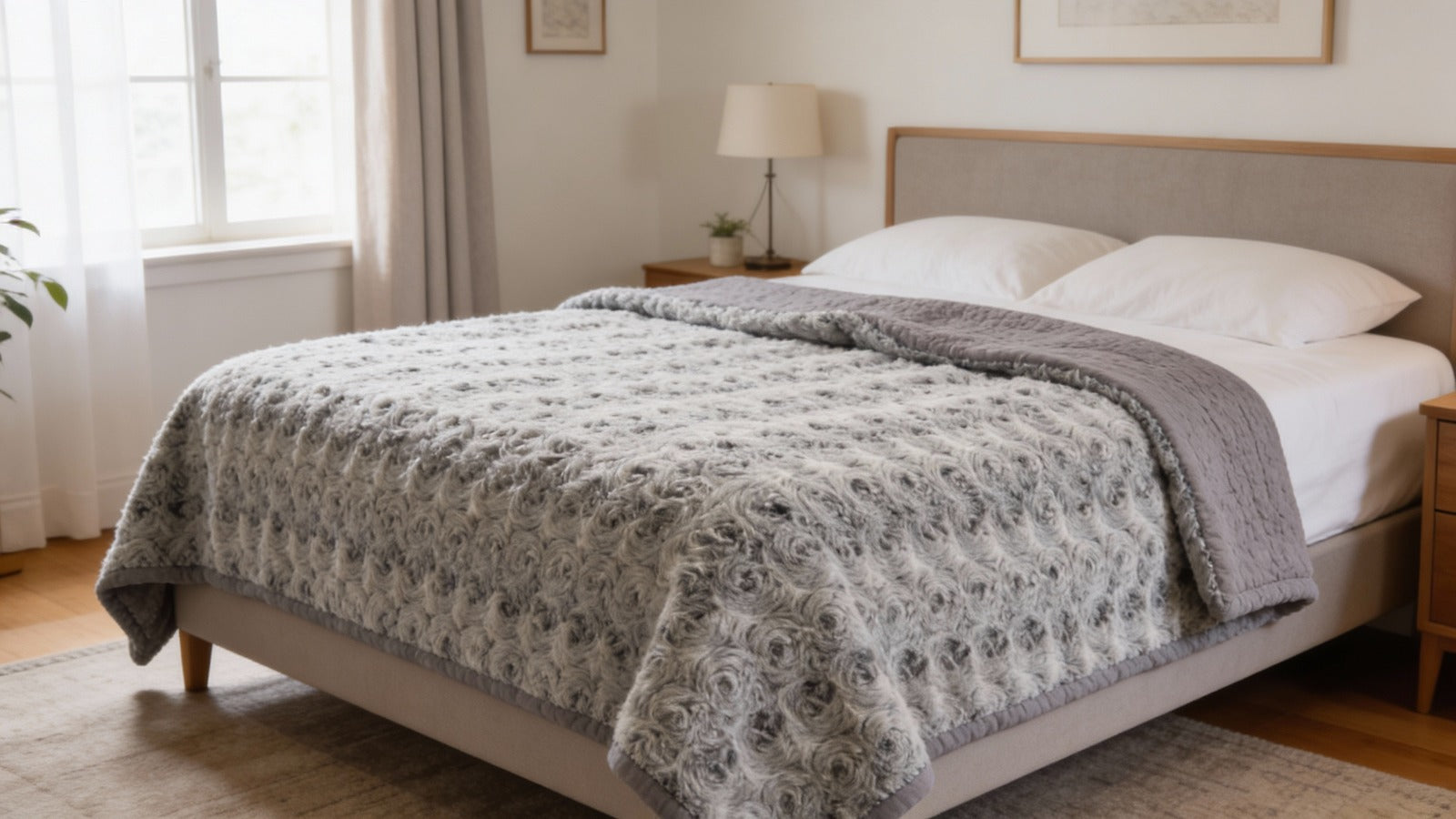 Pătură moale și călduroasă gri CER – confort desăvârșit pentru orice sezon + pătura subțire cadou