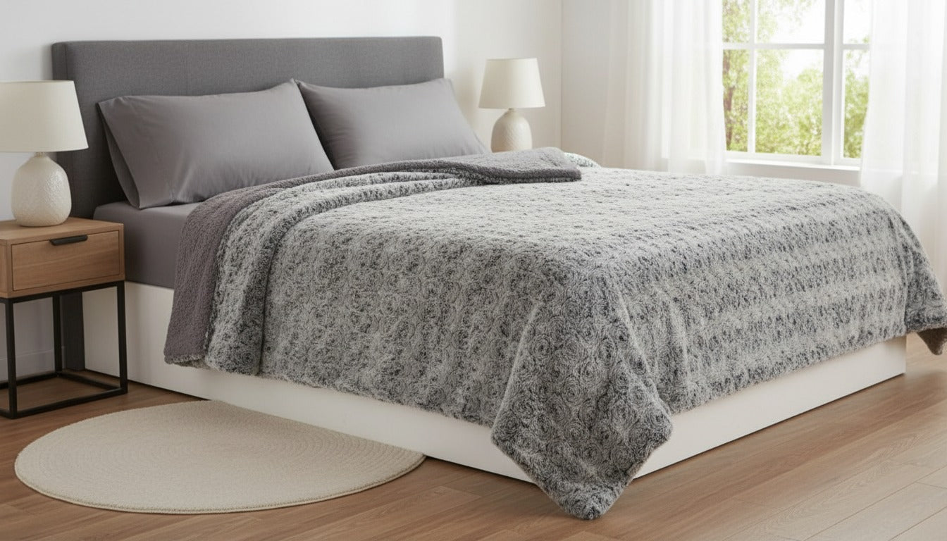 Pătură moale și călduroasă gri deschis – confort desăvârșit pentru orice sezon + pătura subțire cadou