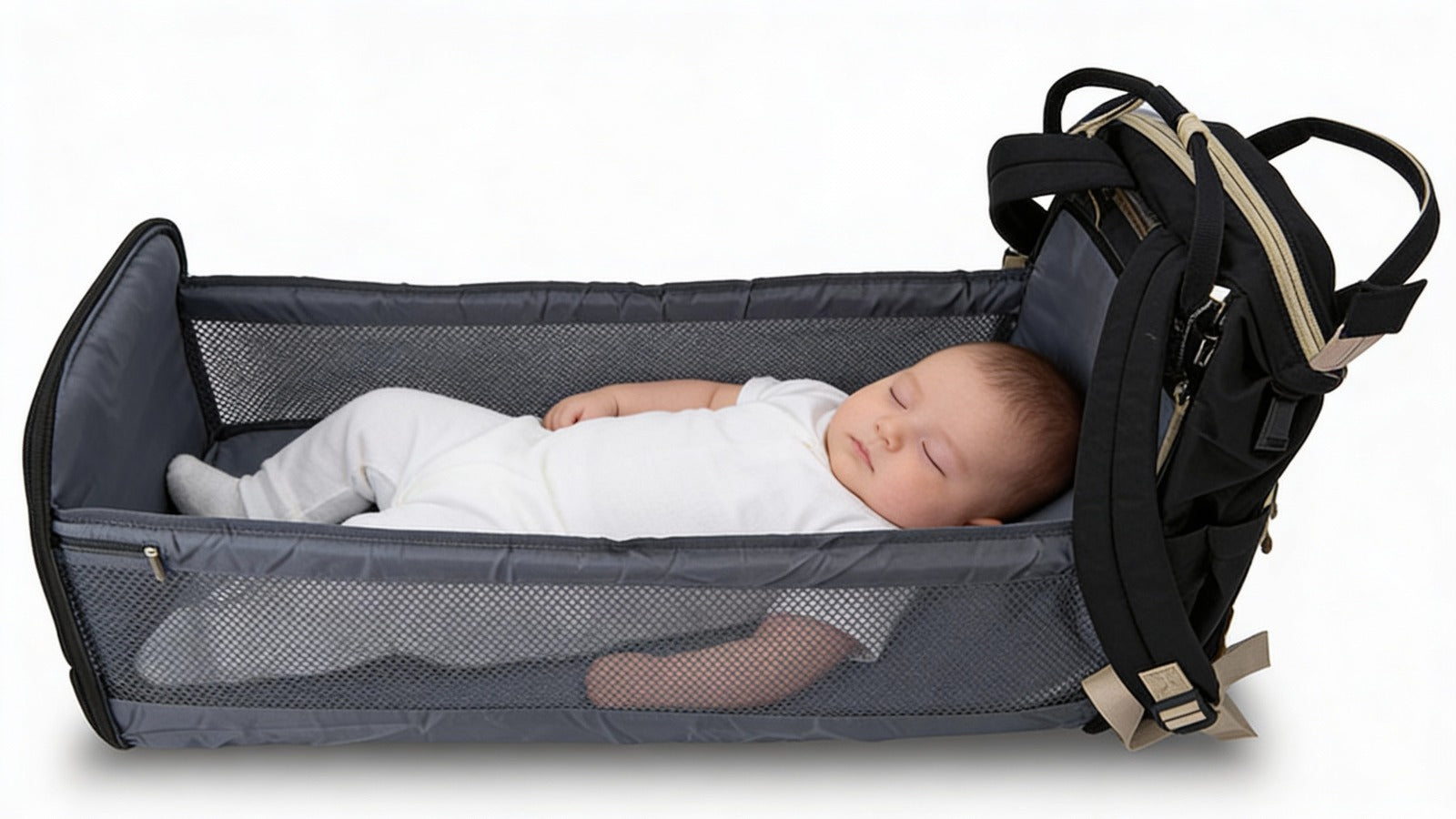 Rucsac tip pătuț – Geantă multifuncțională pentru mămici și bebeluși, geantă de maternitate, negru