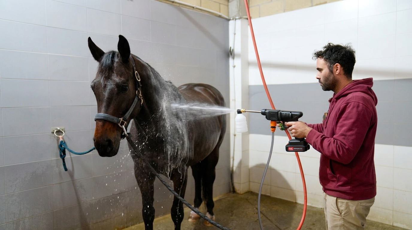 Aparat de spălat cu presiune portabil 48V – fără fir, cu 2 baterii + furtun 5m | Curățenie rapidă oriunde