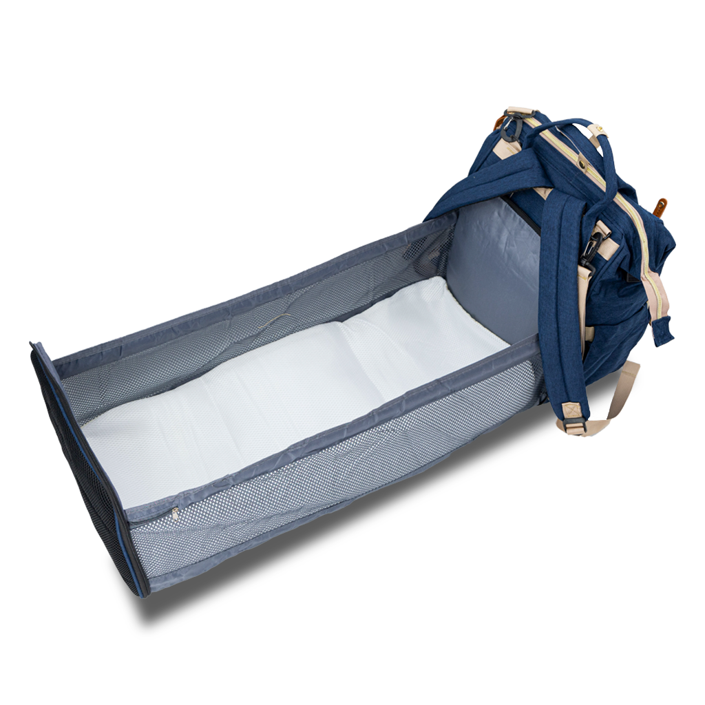 Rucsac tip pătuț –Geantă multifuncțională pentru mămici și bebeluși, geantă de maternitate, albastru