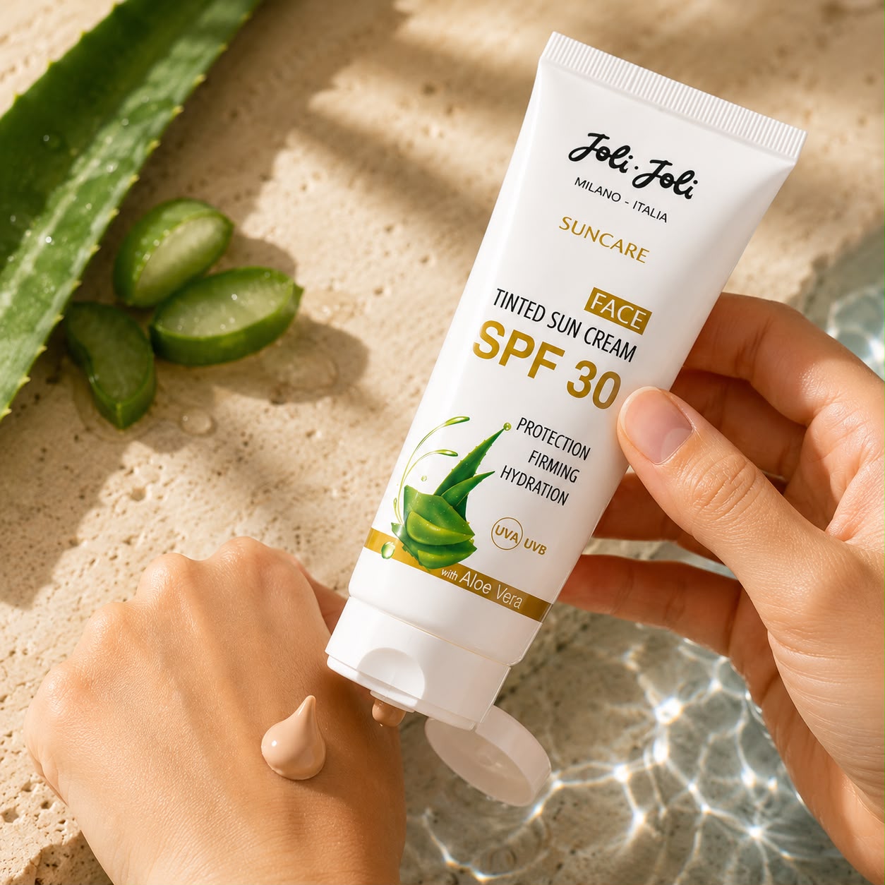 Cremă de Față Colorată cu Protecție Solară SPF 30 Joli Joli Milano Italia, Aloe Vera, Acid Hialuronic, Vitamina E, 50 ml