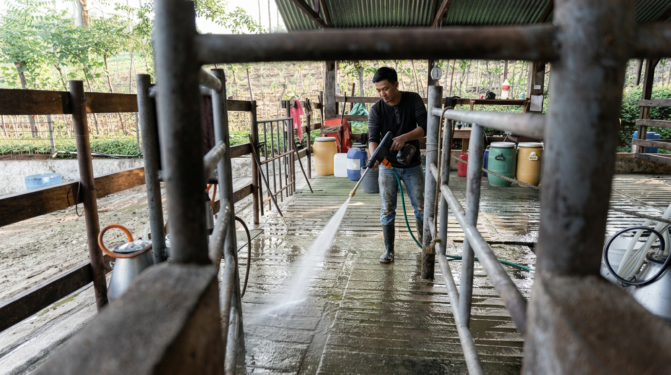 Aparat de spălat cu presiune portabil 48V – fără fir, cu 2 baterii + furtun 5m | Curățenie rapidă oriunde