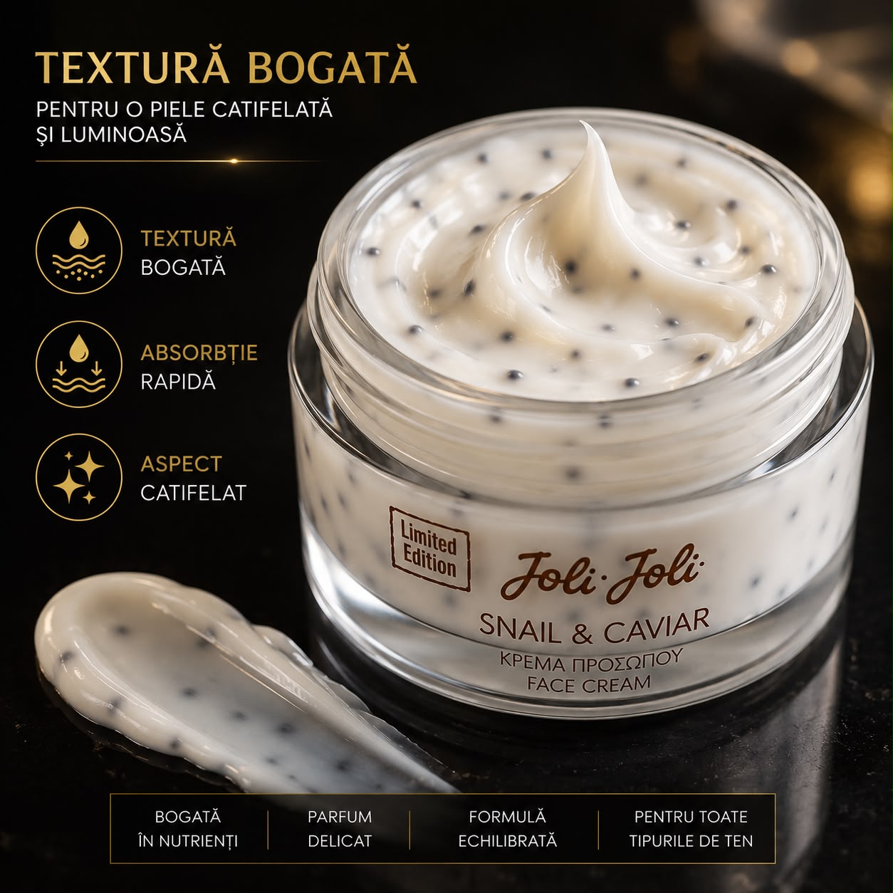 Cremă de Față Joli Joli Black Caviar Premium, 50 ml  Hidratare Intensă și Îngrijire pentru un Ten Luminos