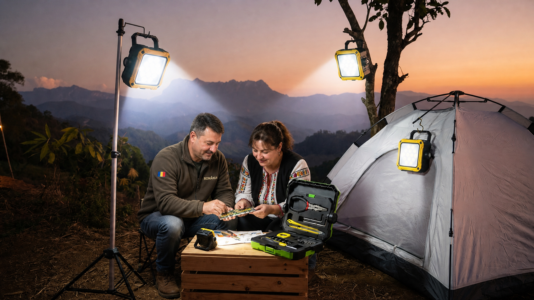 Lampă Solară Multifuncțională cu Trusă de Scule Inclusă – Putere, Utilitate și Siguranță Oriunde Ai Nevoie!