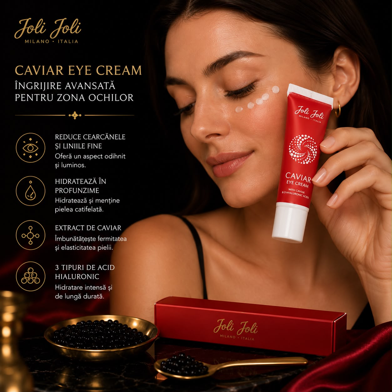 Joli Joli Caviar Eye Cream 30 ml  Cremă Contur Ochi cu Extract de Caviar și 3 Tipuri de Acid Hialuronic