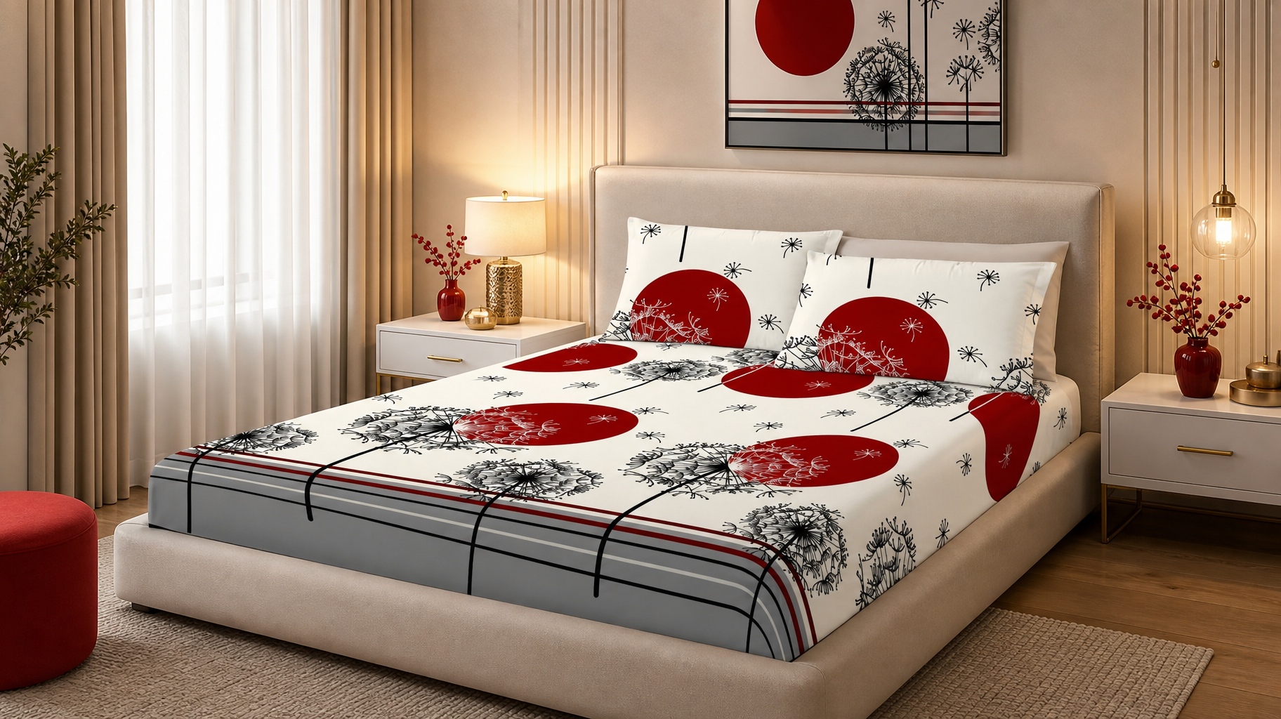 Set Husă Pat Finet Elegance + 2 Fețe de Pernă + 2 Prosoape Cadou Pentru saltea 180x200 cm | Fabricat în România – Pucioasa