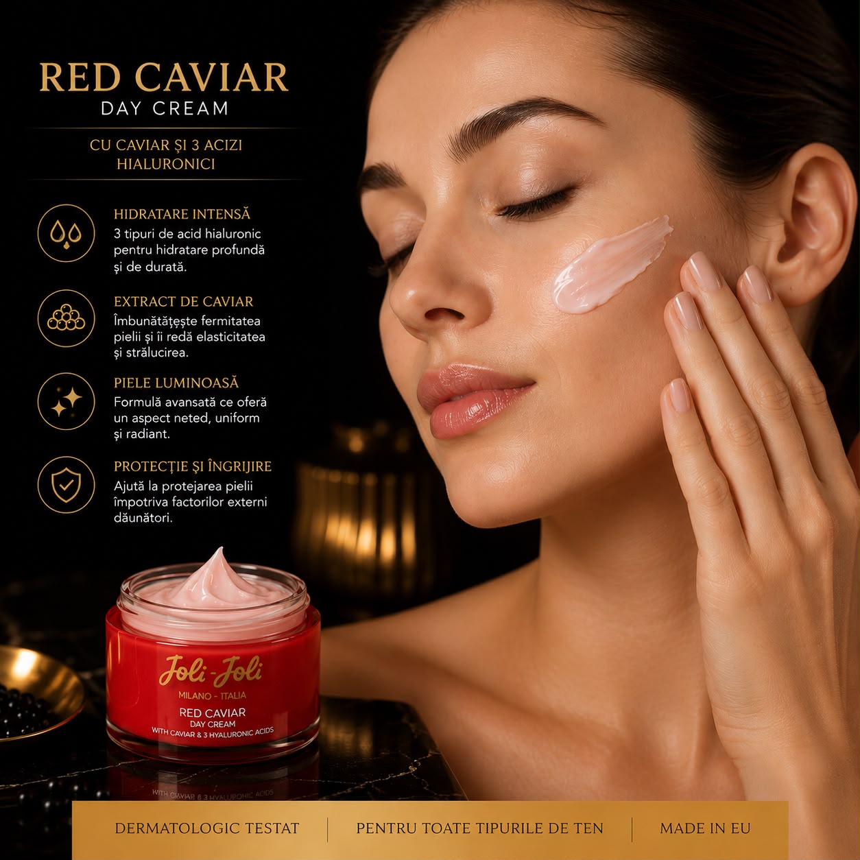 Joli Joli Red Caviar Day Cream 50 ml Cremă de Față cu Extract de Caviar și 3 Tipuri de Acid Hialuronic
