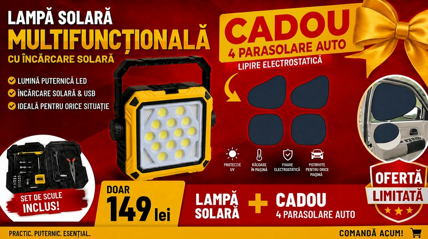 Lampă Solară Multifuncțională cu Trusă de Scule Inclusă – Putere, Utilitate și Siguranță Oriunde Ai Nevoie!