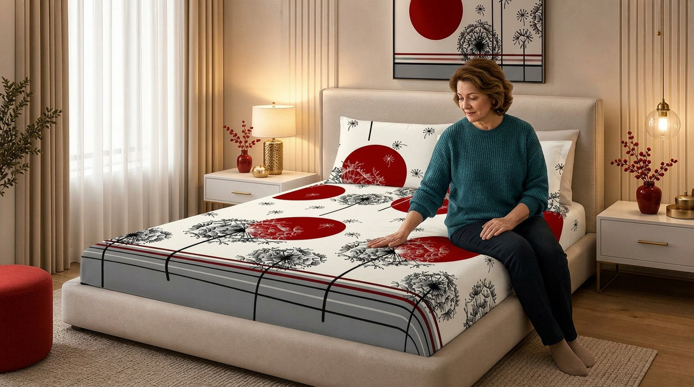 Set Husă Pat Finet Elegance + 2 Fețe de Pernă + 2 Prosoape Cadou Pentru saltea 180x200 cm | Fabricat în România – Pucioasa