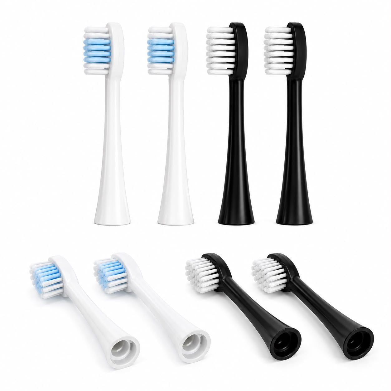 Set 4 Rezerve Periuță de Dinți Electrică  2 Albe + 2 Negre  Peri Delicați pentru Curățare Eficientă
