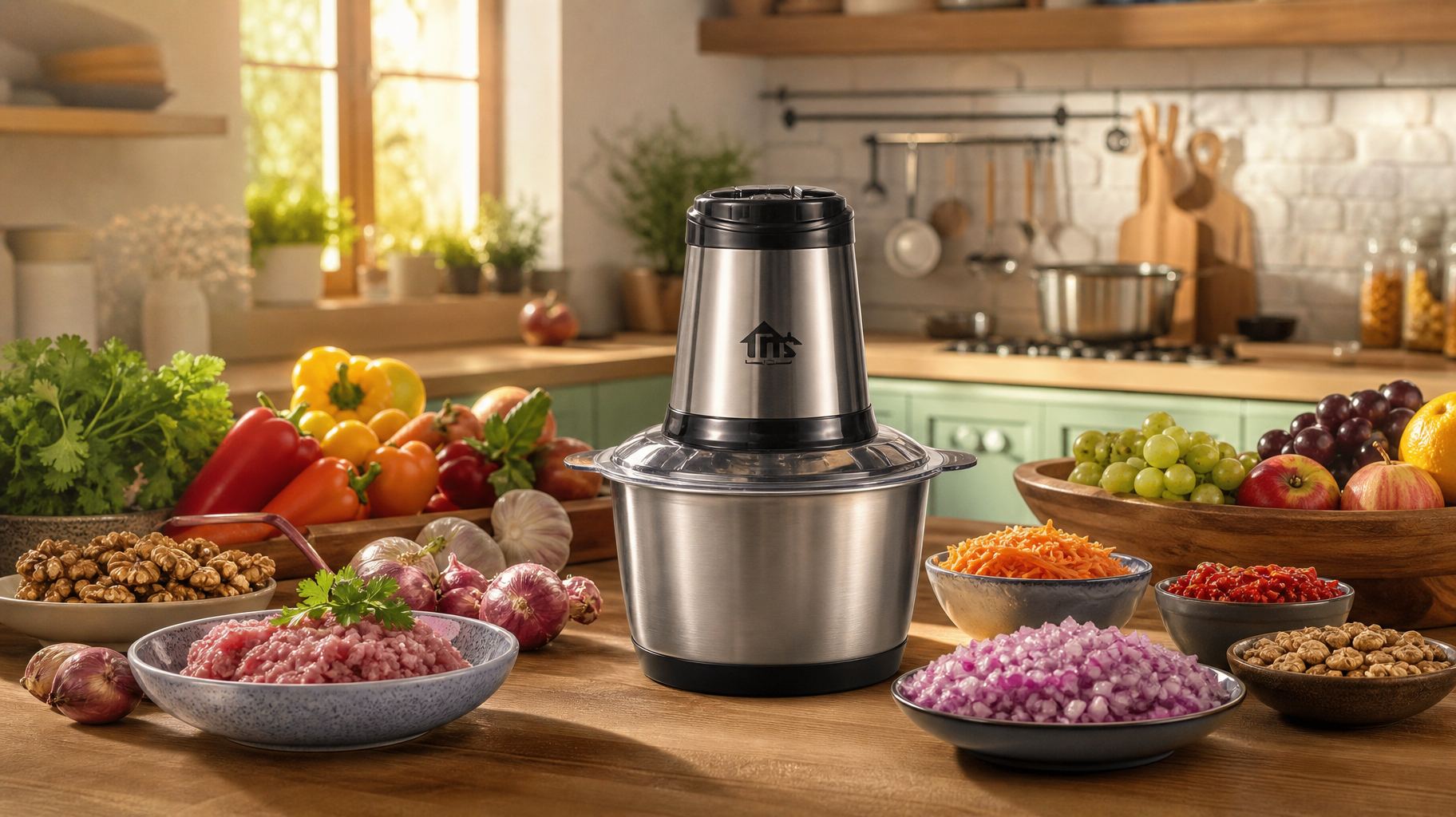 Tocător Electric TNS Home Meat Max, Bol Inox 304, 2 L, Putere Mare, 4 Lame din Inox