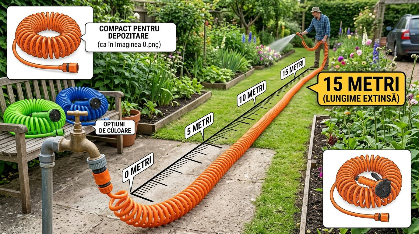Furtun Extensibil pentru Grădină – 15 m