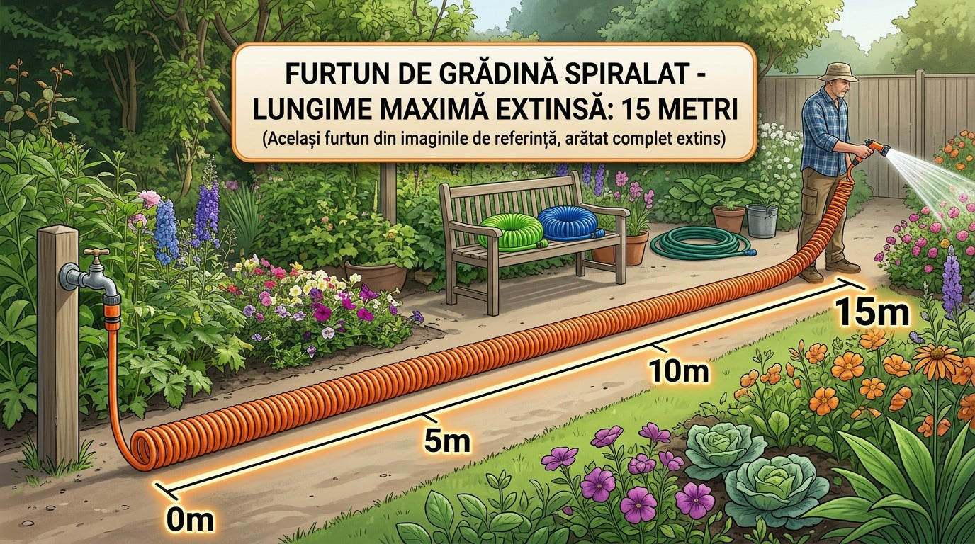 Furtun Extensibil pentru Grădină – 15 m