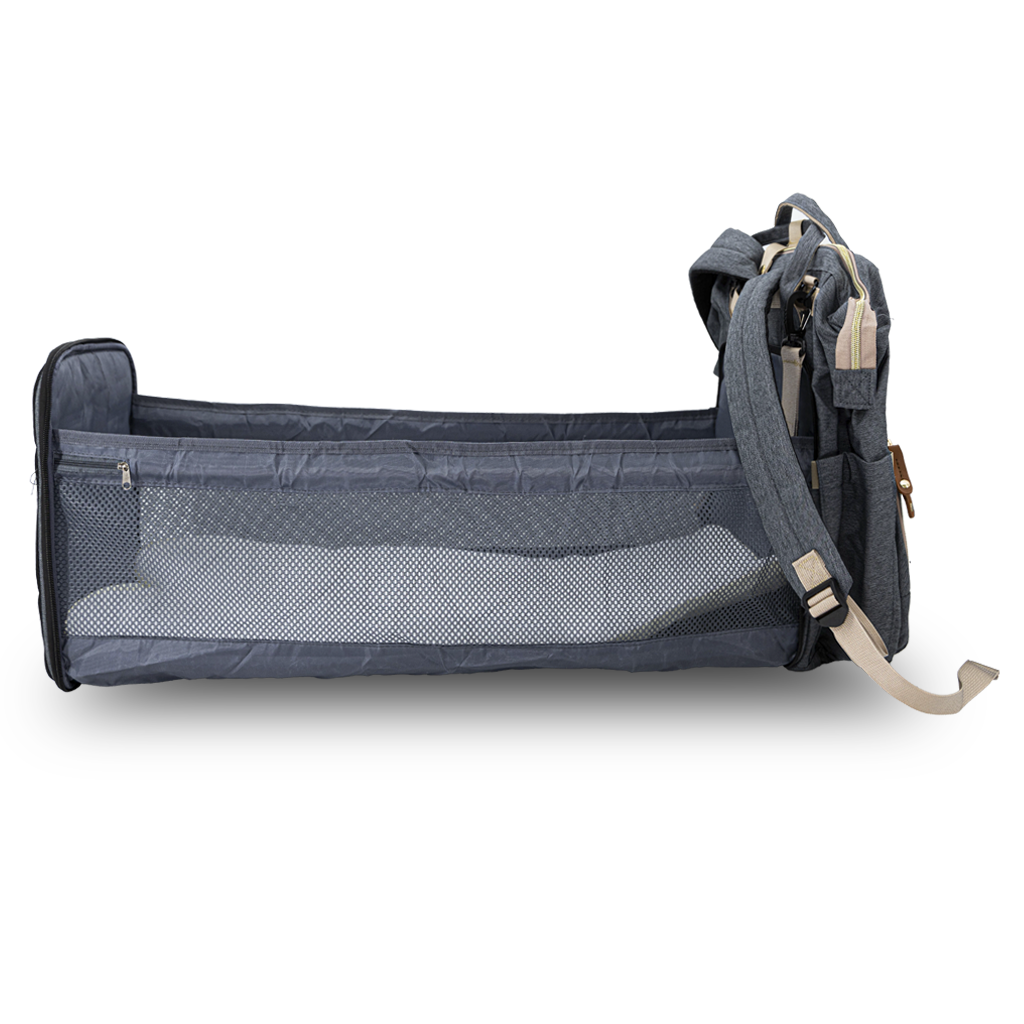 Rucsac tip pătuț – Geantă multifuncțională pentru mămici și bebeluși, geantă de maternitate, gri