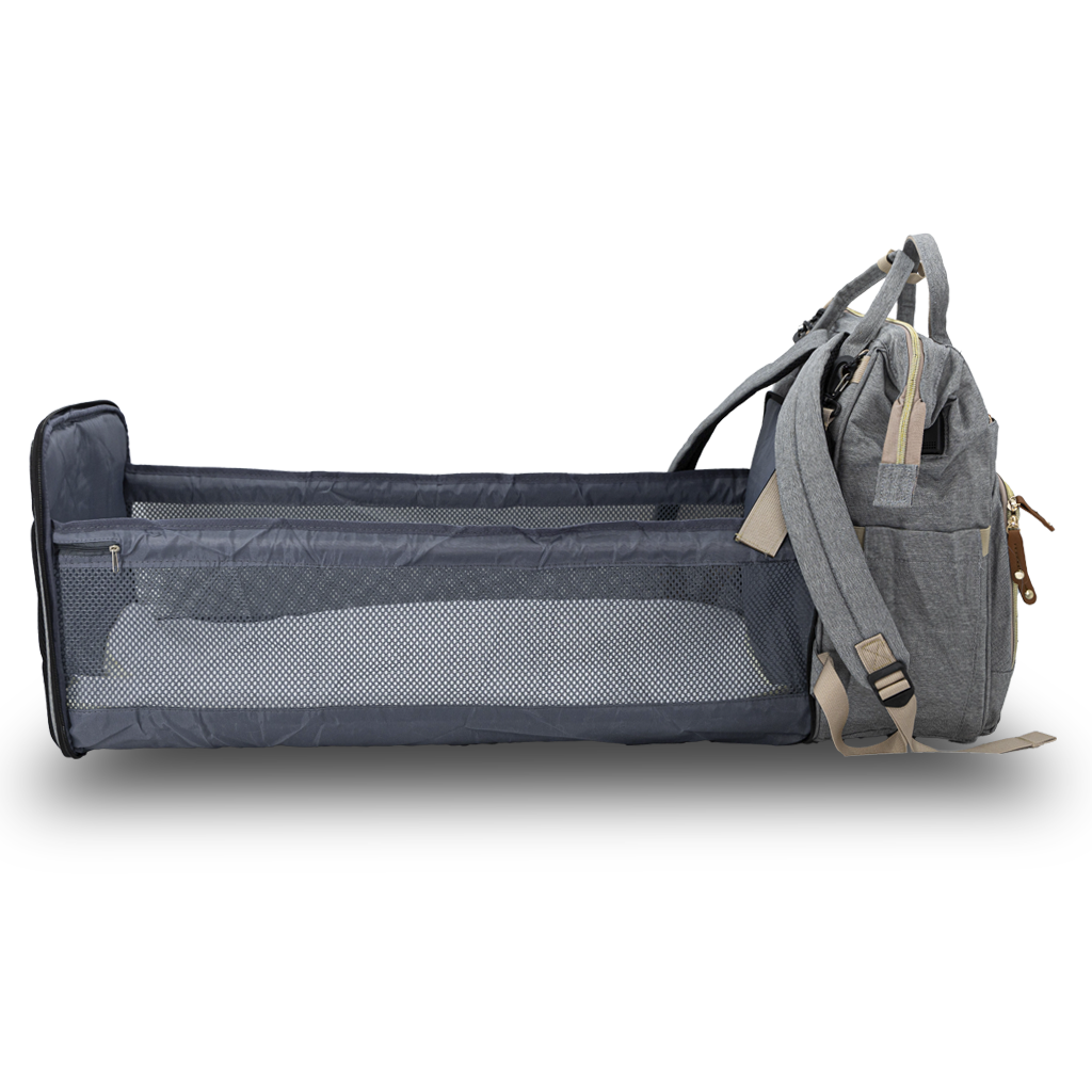 Rucsac tip pătuț – Geantă multifuncțională pentru mămici și bebeluși, geantă de maternitate, gri