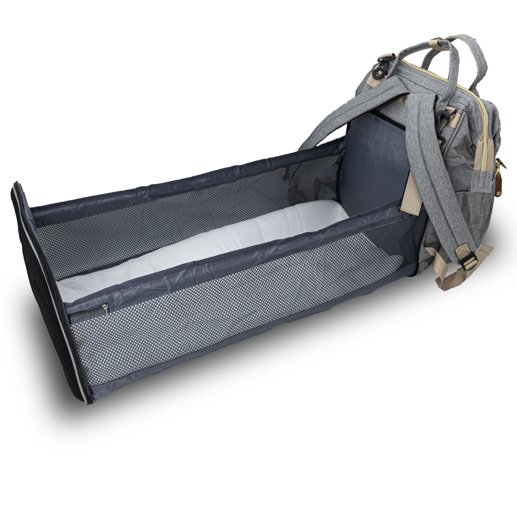 Rucsac tip pătuț – Geantă multifuncțională pentru mămici și bebeluși, geantă de maternitate, gri