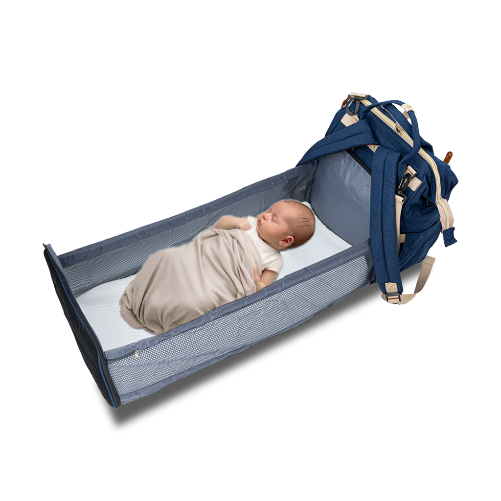 Rucsac tip pătuț –Geantă multifuncțională pentru mămici și bebeluși, geantă de maternitate, albastru