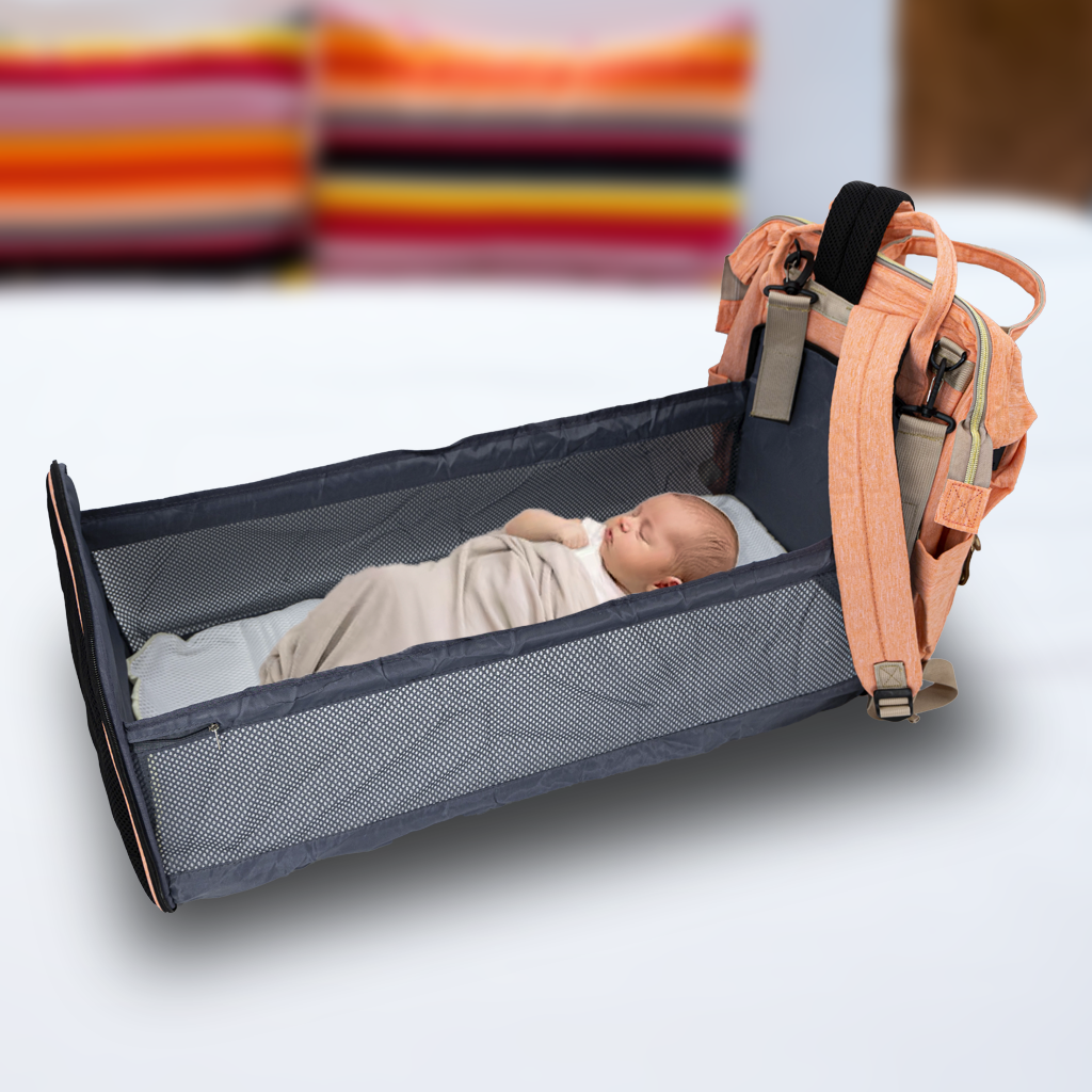 Rucsac tip pătuț – Geantă multifuncțională pentru mămici și bebeluși, geantă de maternitate, roz